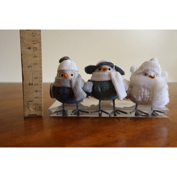 2018 Target Wondershop Mini Miniature Small Winter Bird Figures Boxed SET OF 3 - Picture 3 of 14